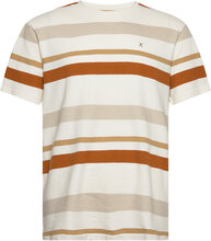 Calton Striped Tee Tops T-Kortærmet Skjorte Cream Clean Cut Copenhagen