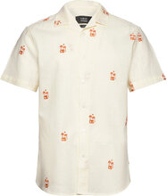 Bowling Felix Cotton Linen Shirt S/ Tops Shirts Short-sleeved Cream Clean Cut Copenhagen
