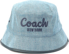 Coach Embroidered Denim Bucket Hat Accessories Headwear Bucket Hats Blue Coach Accessories