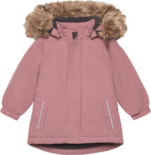 Parka W. Fake Fur Outerwear Shell Clothing Shell Jacket Pink Color Kids