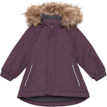 Parka W. Fake Fur Outerwear Shell Clothing Shell Jacket Purple Color Kids