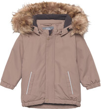 Parka W. Fake Fur Outerwear Shell Clothing Shell Jacket Beige Color Kids