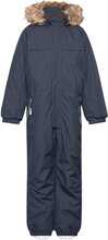 Coverall W. Fake Fur Outerwear Coveralls Snow-ski Coveralls & Sets Navy Color Kids