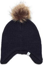 Baby Hat W. Detach Fake Fur Accessories Headwear Hats Winter Hats Navy Color Kids