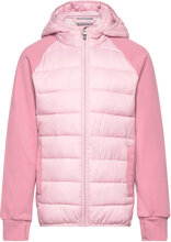 Hybrid Fleece Jacket W. Hood Outerwear Fleece Outerwear Fleece Jackets Pink Color Kids