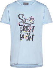 T-Shirt W. Print -S/S, Girl Tops T-shirts Short-sleeved Blue Color Kids