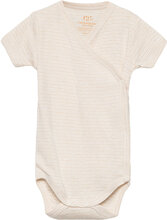 Baby Striped Wrap Body W. Short Sleeve Bodies Wrap Bodies Cream Copenhagen Colors