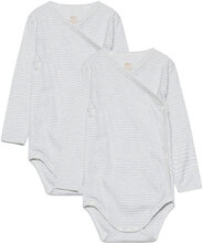 2-Pack Striped Baby Wrap Bodystocking W. Ls Bodies Wrap Bodies Blå Copenhagen Colors*Betinget Tilbud