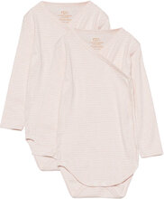 2-Pack Striped Baby Wrap Bodystocking W. Ls Bodies Wrap Bodies Pink Copenhagen Colors