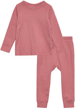 Rib Jersey Long Johns Set Sets Sets With Long-sleeved T-shirt Pink Copenhagen Colors