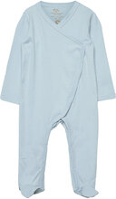 Rib Jersey Full Body Crossover Bodysuits Long-sleeved Bodysuits Pyjamas Sie Blå Copenhagen Colors*Betinget Tilbud