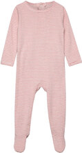 Striped Full Body W. Back Opening Bodysuits Long-sleeved Bodysuits Pyjamas Sie Rosa Copenhagen Colors*Betinget Tilbud
