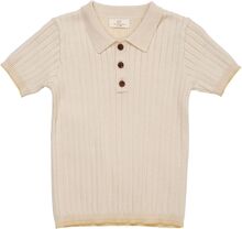 Rib Knitted Polo Tops T-shirts Polo Shirts Short-sleeved Polo Shirts Cream Copenhagen Colors