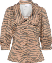 Shirt With Big Collar In Zebra Prin Tops Shirts Long-sleeved Multi/patterned Coster Copenhagen