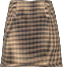 Short Skirt In Houndstooth Kort Nederdel Beige Coster Copenhagen