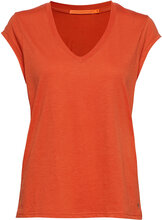 Cc Heart Basic V-Neck T-Shirt T-shirts & Tops Short-sleeved Oransje Coster Copenhagen*Betinget Tilbud