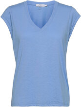 Cc Heart Basic V-Neck T-Shirt T-shirts & Tops Short-sleeved Blå Coster Copenhagen*Betinget Tilbud
