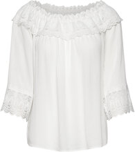 Crbea Lace Blouse Tops Blouses Long-sleeved White Cream