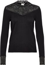 Crtrulla Jersey Blouse Tops T-shirts & Tops Long-sleeved Black Cream