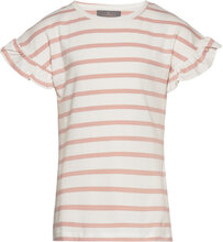 T-Shirt Ss Stripe T-shirts Short-sleeved Rosa Creamie*Betinget Tilbud