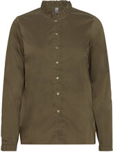 Cuantoinett Button Shirt Tops Shirts Long-sleeved Khaki Green Culture