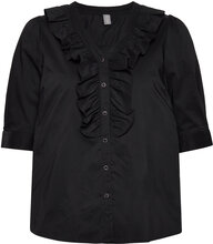 Cuantoinett Ss Shirt Tops Blouses Short-sleeved Black Culture