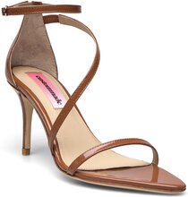 Amy Glittery Lacquer Sandal Med Klack Brown Custommade