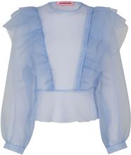 Delphina Tops Blouses Long-sleeved Blue Custommade