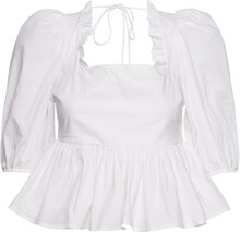 Darine Tops Blouses Short-sleeved White Custommade