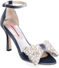 Ashley Crystal Bow Shoes Heels Pumps Peeptoes Blue Custommade