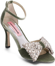 Ashley Crystal Bow Shoes Heels Pumps Peeptoes Green Custommade