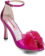 Ashley Metallic Bow Shoes Heels Pumps Peeptoes Pink Custommade