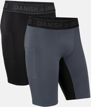 Mens Running Compression Tights 2 Pack Sport Running-training Tights Grey Danish Endurance
