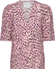 D6Doja Puff Sleeve Top Tops Blouses Short-sleeved Pink Dante6