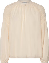 D6Aubrey Smocked Blouse Tops Blouses Long-sleeved Cream Dante6