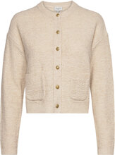 D6Nio Fancy Bouclé Cardigan Tops Knitwear Cardigans Cream Dante6