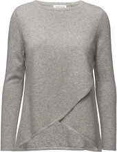 Wrap Front Sweater Pullover Grå Davida Cashmere*Betinget Tilbud