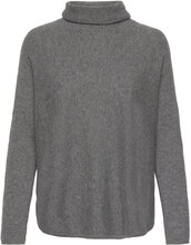 Curved Turtleneck Tops Knitwear Turtleneck Grey Davida Cashmere