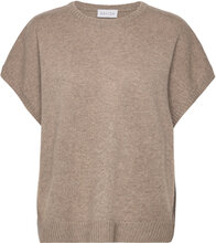 Cap Sleeve T-Shirt Designers Knitwear Jumpers Beige Davida Cashmere