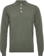 Man Collar Polos Long-sleeved Grønn Davida Cashmere*Betinget Tilbud