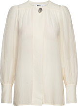 Logan - Cotton Silk Texture Bluse Langermet Creme Day Birger Et Mikkelsen*Betinget Tilbud