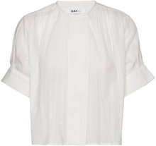 Louis - Crispy Cotton Stripe Blouses Short-sleeved Hvit Day Birger Et Mikkelsen*Betinget Tilbud