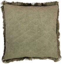 Day Quilted Velvet Cushion Fringes Home Textiles Cushions & Blankets Cushion Covers Green DAY Home