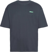 Dpsignature Print T-Shirt Tops T-Kortærmet Skjorte Navy Denim Project