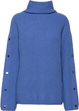 Molina Button Sweater Tops Knitwear Turtleneck Blue DESIGNERS, REMIX