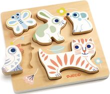 Babyanimali, Relief Puzzle Toys Puzzles And Games Puzzles Pegged Puzzles Multi/mønstret Djeco*Betinget Tilbud