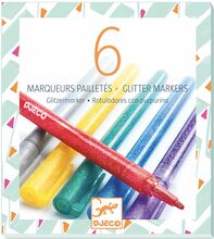 6 Glitter Markers Toys Creativity Drawing & Crafts Drawing Coloured Pencils Multi/mønstret Djeco*Betinget Tilbud