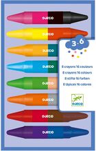 8 Twins Crayons Toys Creativity Drawing & Crafts Drawing Coloured Pencils Multi/mønstret Djeco*Betinget Tilbud