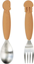Yummyplus Spoon & Fork Set Sea Friends Home Meal Time Cutlery Gul D By Deer*Betinget Tilbud