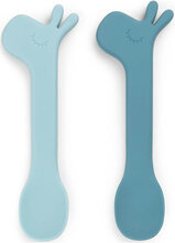 Silic Spoon 2-Pack Lalee Blue Home Meal Time Cutlery Blå D By Deer*Betinget Tilbud